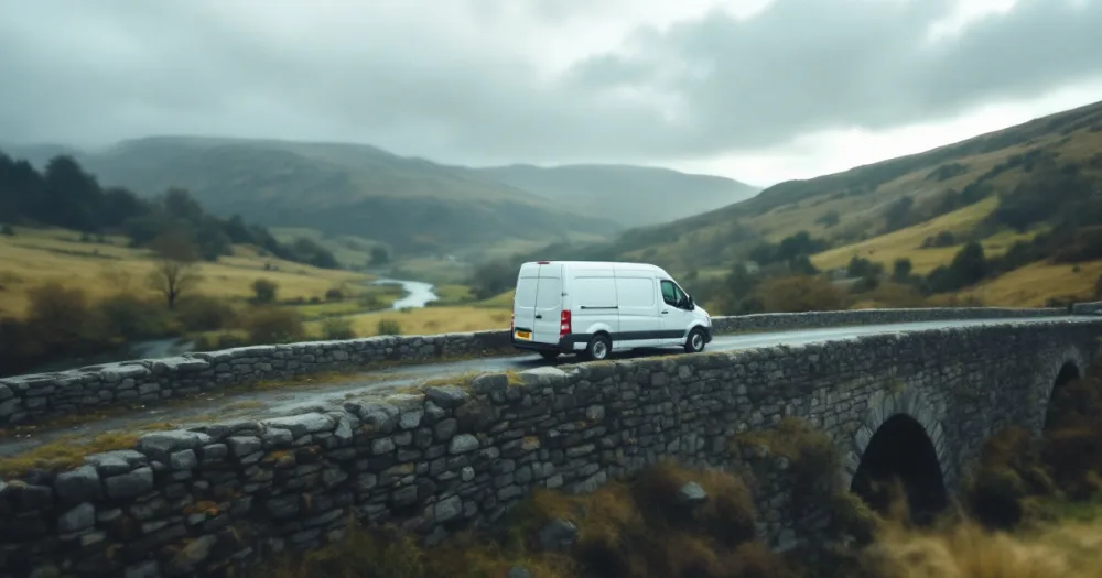 Van on a stone bridge in the Dales, a guide to what to check before you lease a van. Van on a stone bridge in the Dales, a guide to what to check before you lease a van.