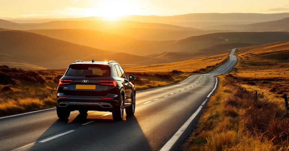 Car driving away along an open moorland road, the next step in business vs personal contract hire. Car driving away along an open moorland road, the next step in business vs personal contract hire.