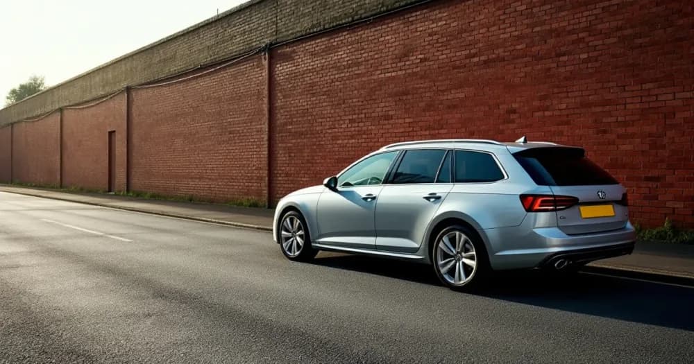 A silver estate car parked by a brick wall, relating to business vs personal contract hire checks. A silver estate car parked by a brick wall, relating to business vs personal contract hire checks.
