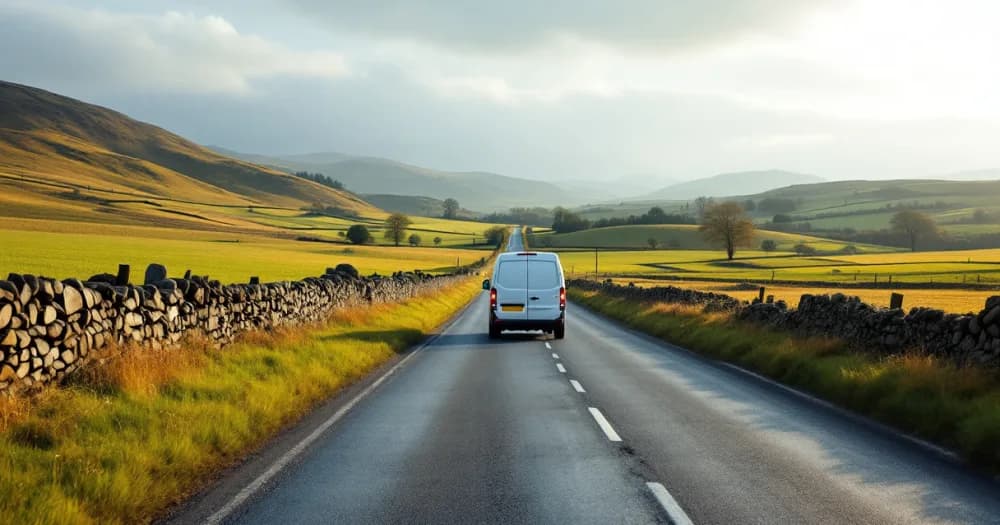 A van on a country road, a worked example of is an electric van worth leasing. A van on a country road, a worked example of is an electric van worth leasing.