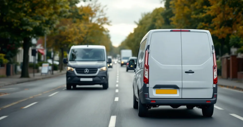 Is an electric van worth leasing: a van on a uk road for the detail. Is an electric van worth leasing: a van on a uk road for the detail.