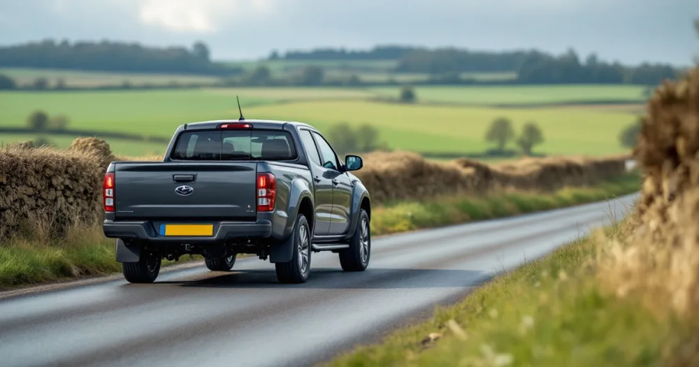 A pickup truck on a Cotswolds lane, used to explain is vat charged on van leasing with an example. A pickup truck on a Cotswolds lane, used to explain is vat charged on van leasing with an example.