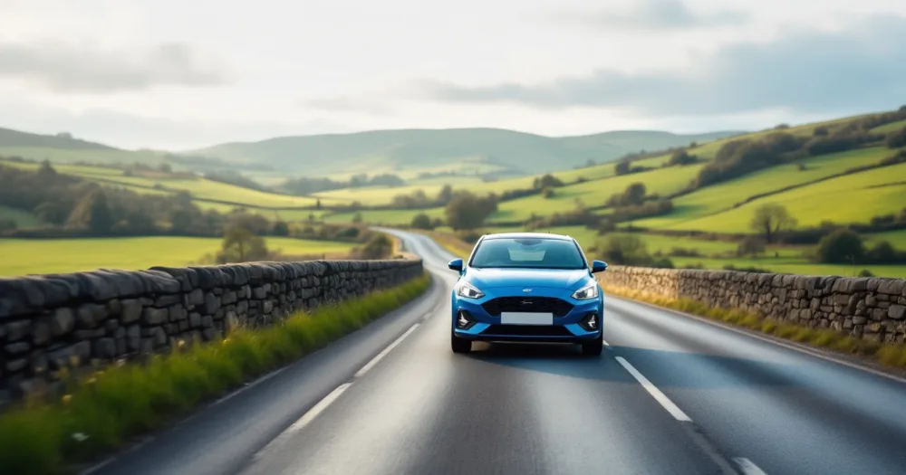 Small blue car crossing a stone bridge, a worked example of can i lease a car with bad credit. Small blue car crossing a stone bridge, a worked example of can i lease a car with bad credit.