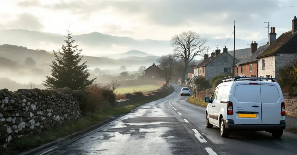 A white van parked on a village street, linked to related questions on can i lease a car with bad credit. A white van parked on a village street, linked to related questions on can i lease a car with bad credit.
