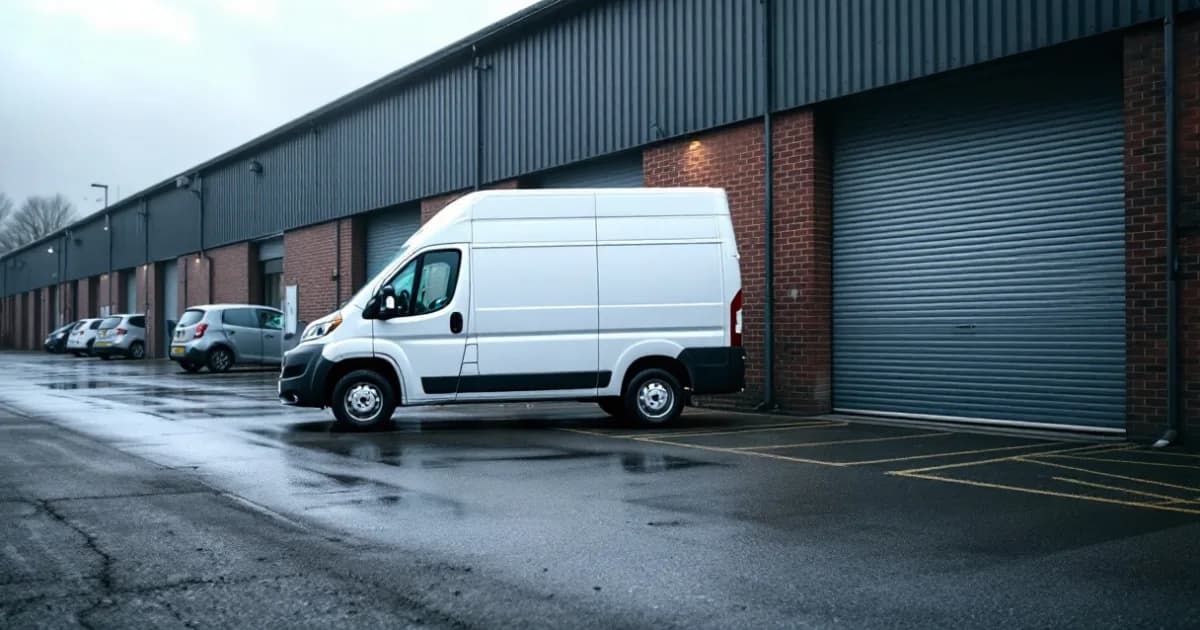 White panel van parked outside a brick unit, raising does a leased van count as a company asset.