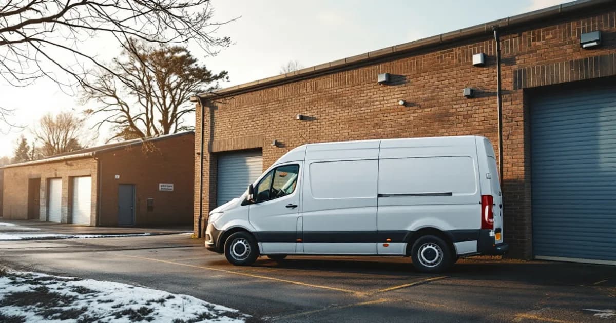 A white van outside a trade unit, showing can i lease a van for my limited company in practice.