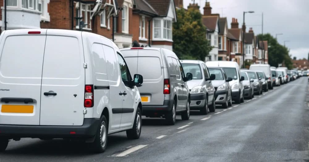 Vans parked along a suburban street, a scene linked to can i lease a van for my limited company. Vans parked along a suburban street, a scene linked to can i lease a van for my limited company.