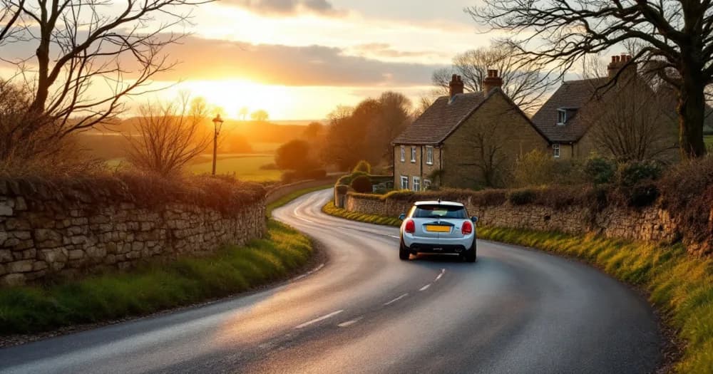 A small car on a country lane, among lower-cost cars to lease in 2026. A small car on a country lane, among lower-cost cars to lease in 2026.