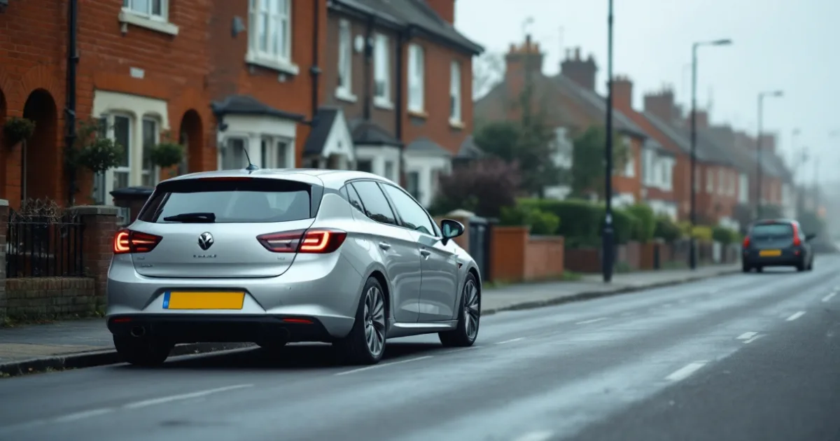 A silver hatchback parked on a quiet street, illustrating can i reclaim vat on a leased car.