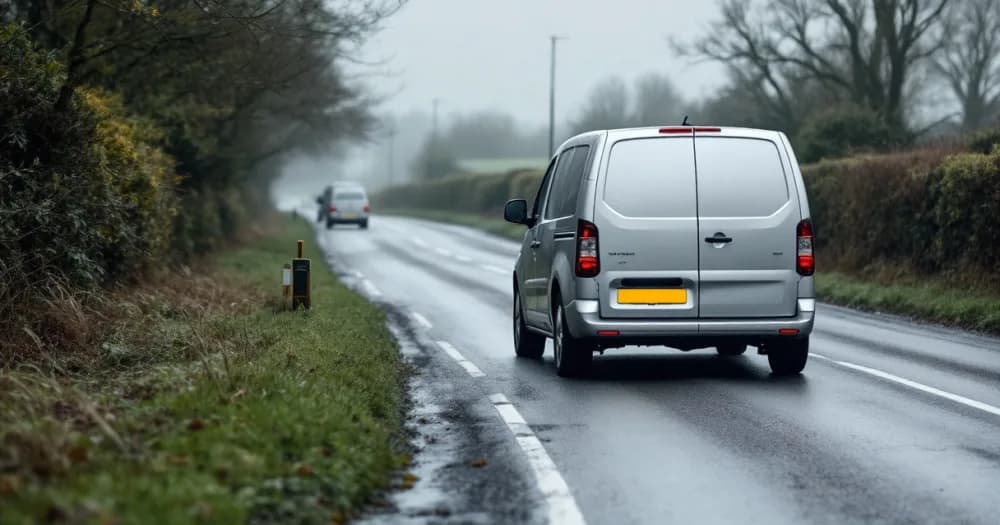 A silver van on a rural lane, a worked example of can a sole trader lease a van. A silver van on a rural lane, a worked example of can a sole trader lease a van.