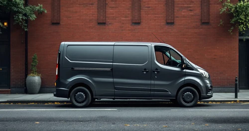 A grey small van parked by a brick wall, a detail for can a sole trader lease a van. A grey small van parked by a brick wall, a detail for can a sole trader lease a van.