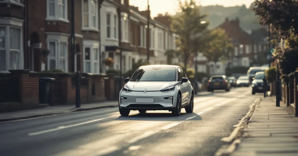 An electric car on a terraced street, a worked example of what is a lease broker arranging. An electric car on a terraced street, a worked example of what is a lease broker arranging.